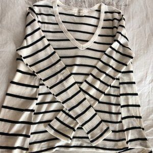 T.La  Anthropologie black and white v-neck shirt